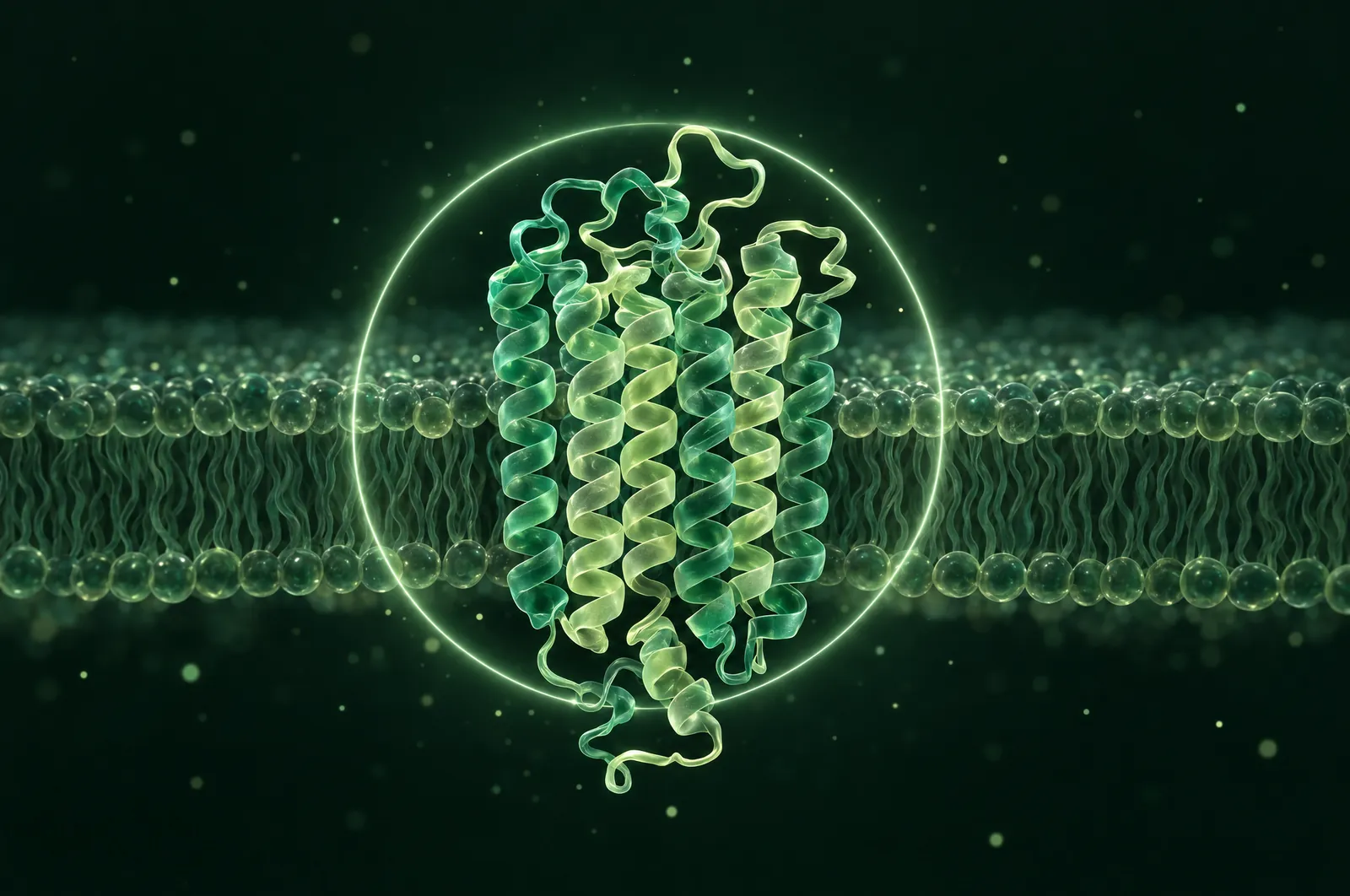Illustration scientifique d'une protéine réceptrice dans une membrane cellulaire
